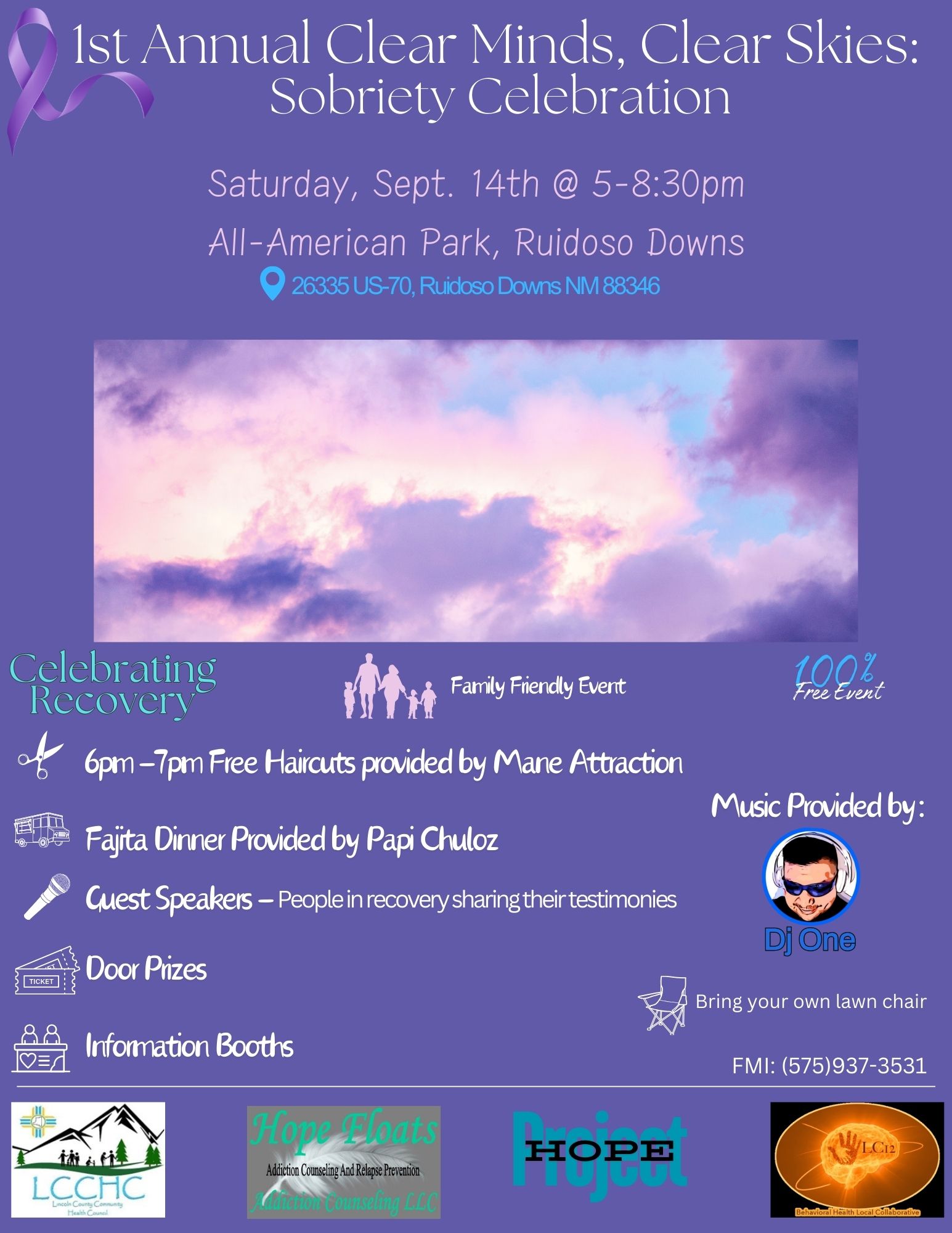 1st Annual Clear Minds, Clear Skies: Sobriety Celebration Sept 